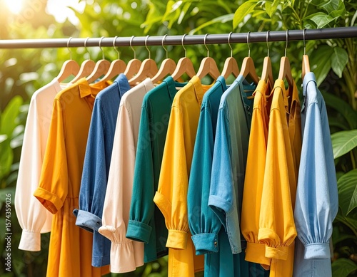 Wallpaper Mural Colorful shirts on hangers outdoors Torontodigital.ca