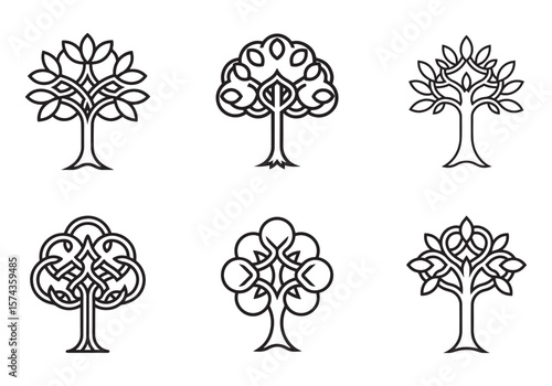 celtic tree of life icon line art vector illustration