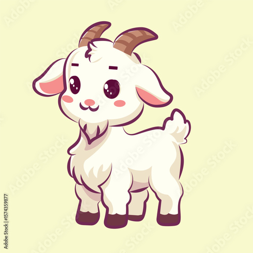 cute goat animal character is smile vector design for clipart