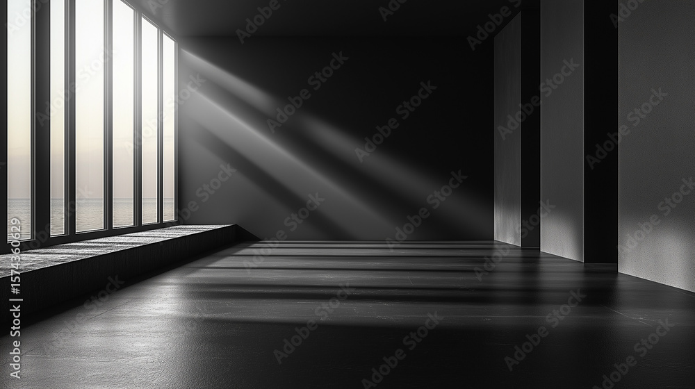custom made wallpaper toronto digitalSunlight streams through large windows into a minimalist room with a view of the sea.