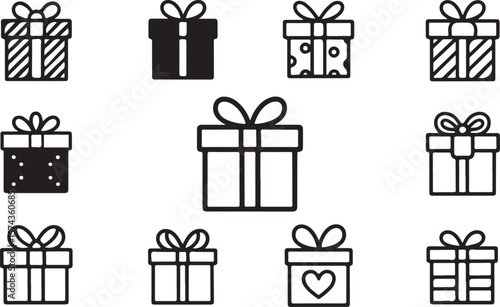 set of gift box icons for holidays and celebrations