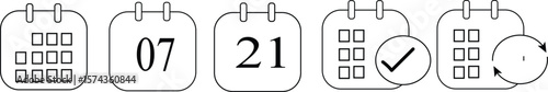  calendar outline  icon set on white background, collection of calendar symbols contain payday, business plan calendar planner icons for app, website, ui. Vector illustration.