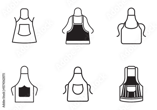 set of apron icon line art vector illustration