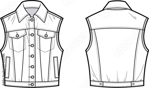 Complete Fashion Technical Drawing Set: Women's Blouses, Skirts, Jackets, Pants, Knitwear, Underwear, and Babywear CAD Vector Illustrations.