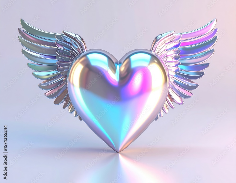 Heart with iridescent wings Heart with iridescent wings