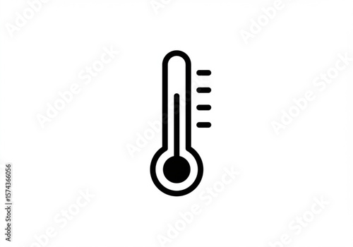 Simple black line art icon of a thermometer indicating a moderate temperature