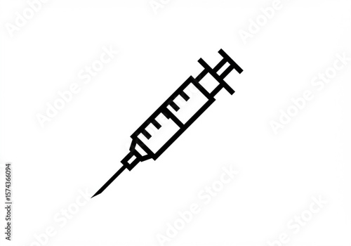Simple black outline icon of a medical syringe with a needle