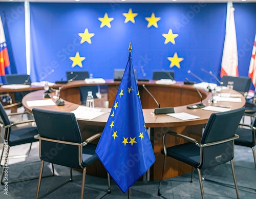 Meeting room with EU flag