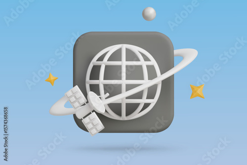 3D rendering of a Globe Network on a blue background.