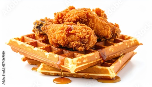 Crispy fried chicken on waffles
