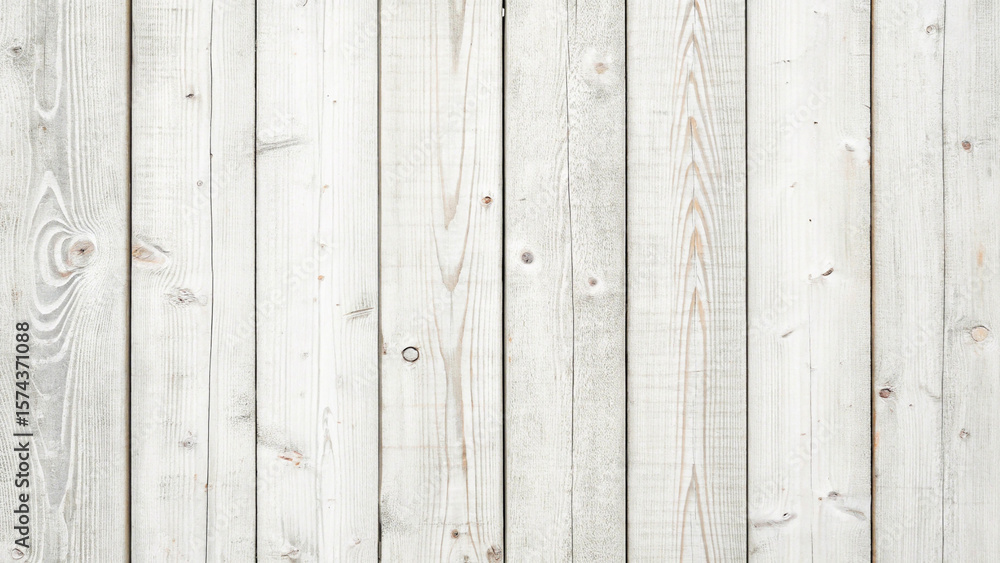 Fototapeta premium Weathered white wooden planks with visible grain and knots
