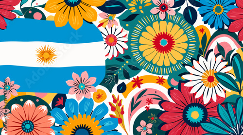 *Abstract Argentinian-Inspired Pattern Background – Vibrant Celebration of Independence & Heritage with Joyful Colors & Copy Space*  