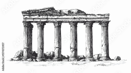 Majestic Ancient Roman Temple Ruins with Corinthian Column