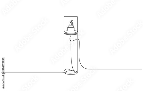 Continuous one line drawing of perfume bottle or dispenser, Premium vector, Drawing of a perfume bottle in one line. Modern outline illustration. Editable.