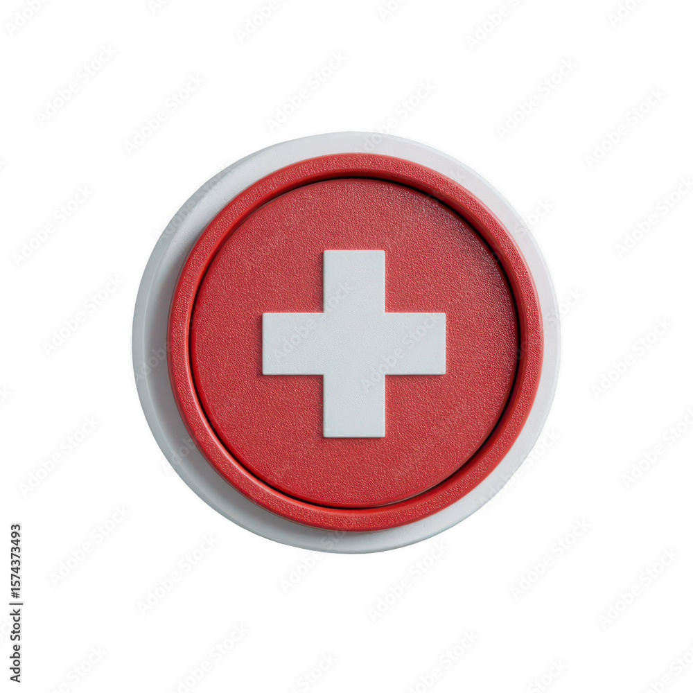 Fototapeta premium Red button with white plus sign (1)