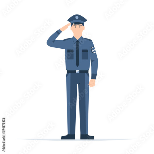 A uniformed police officer saluting respectfully.