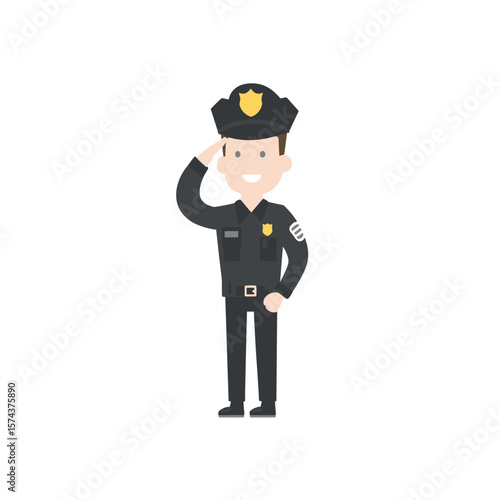 A friendly police officer saluting with respect.