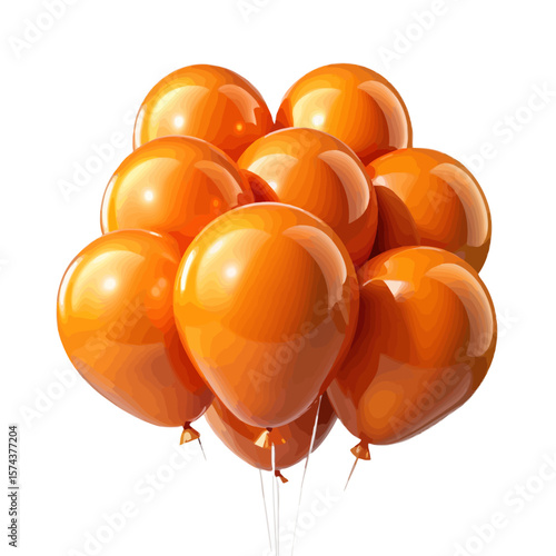 "Orange Balloons Cluster – Vibrant Party Decoration Image, Festive Celebration Accessory, Glossy Floating Decor Element for Events, Birthdays & Blogs"