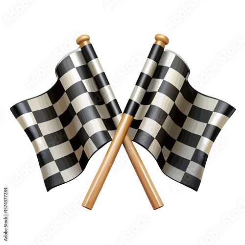 "Crossed Checkered Racing Flags – Classic Motorsport Finish Line Symbol, Victory Celebration Icon, Competitive Race Graphic for Events, Blogs & Digital Design"