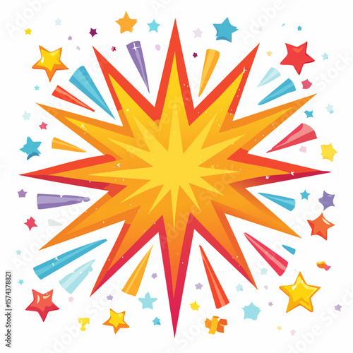 Abstract blast explosion with starburst pop art background, zap excitement, zoom effect.