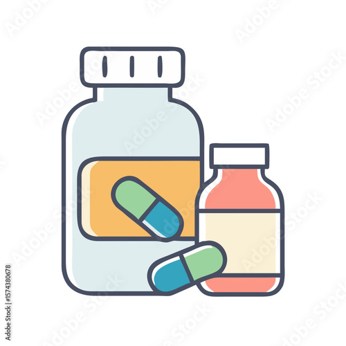 medicine bottle and syringe