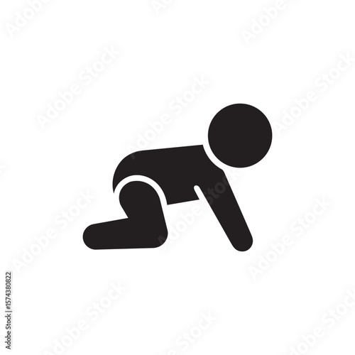 Crawling baby icon silhouette simple infant pictogram on white background.