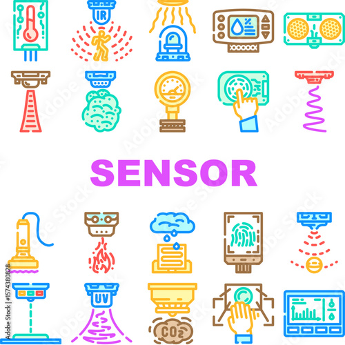 sensor module iot wireless icons set vector