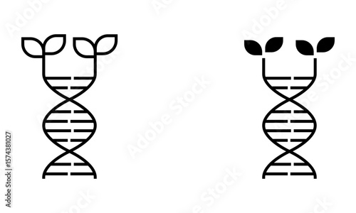 DNA with plant leaf, illustration of biology, biotechnology and agriculture science icon vector