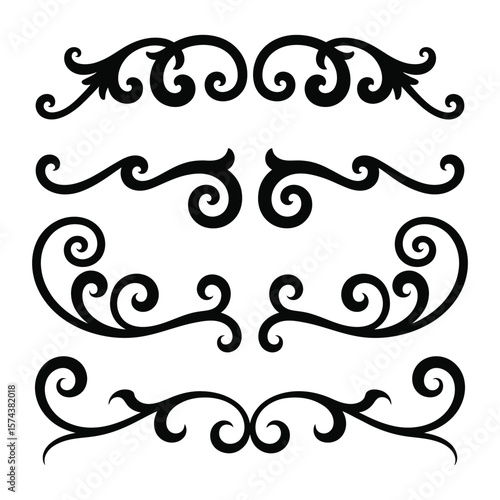 Calligraphy filigree lines Text dividers, vintage Flourishes decorative Scrolls wedding Ornate and stars, fancy elegant page decoration design elements, Header Swirls menu cards Ornamental Border