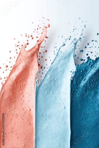 Artistic illustration showcasing vibrant cleansing milk textures with bright colors and clear copy space