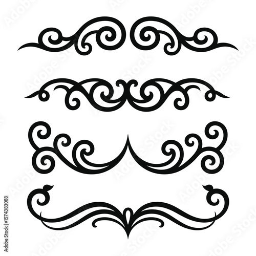 Calligraphy filigree lines Text dividers, vintage Flourishes decorative Scrolls wedding Ornate and stars, fancy elegant page decoration design elements, Header Swirls menu cards Ornamental Border