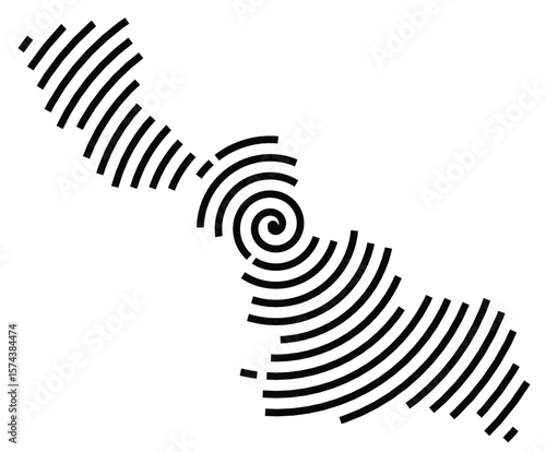 Symbol Map of the Departement Nord (France) showing the territory with a black spiral line