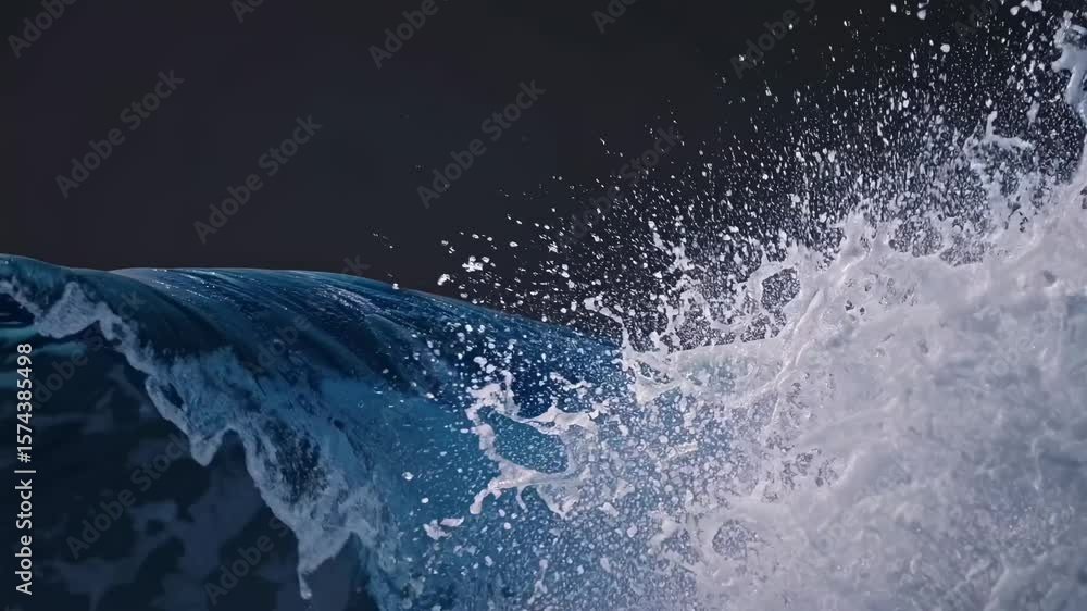 custom made wallpaper toronto digitalDynamic video still of a wave cresting, captured from a low angle. The dark background highlights the vivid blue and white of the water in motion. Live desktop wallpaper.