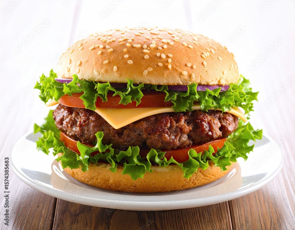 Freshly made hamburger on a plate Freshly made hamburger on a plate