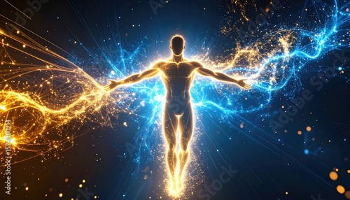 Abstract human figure with light energy