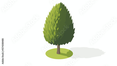 Isometric Green Tree Icon: Tall Lush Poplar for Nature Designs