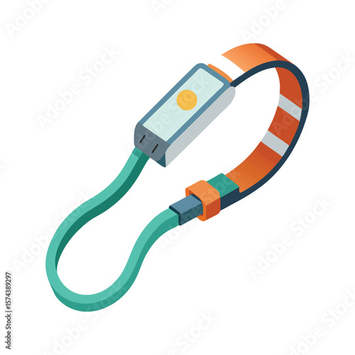 Modern fitness tracker wristband with colorful band and digital display