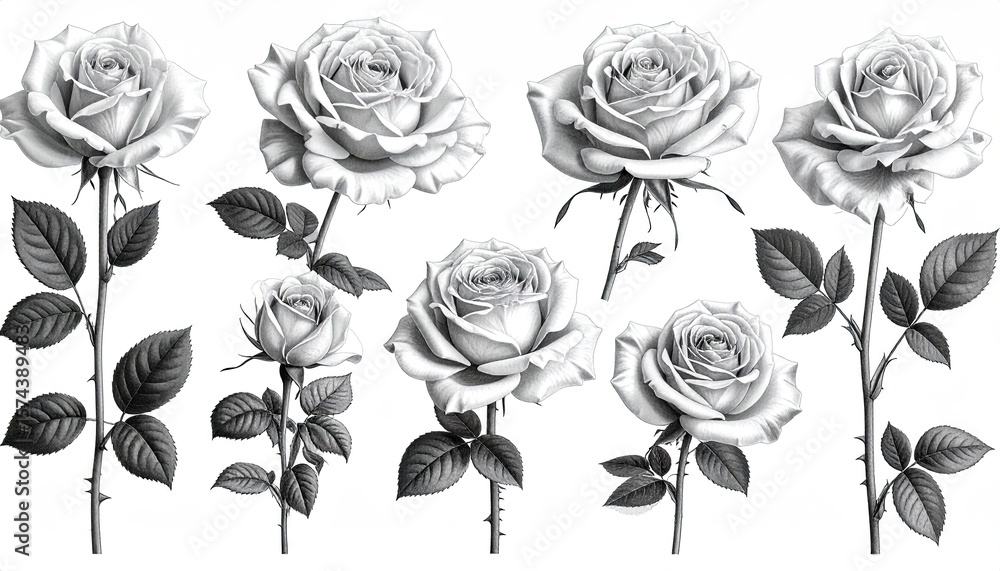 Obraz premium Detailed monochrome rose collection