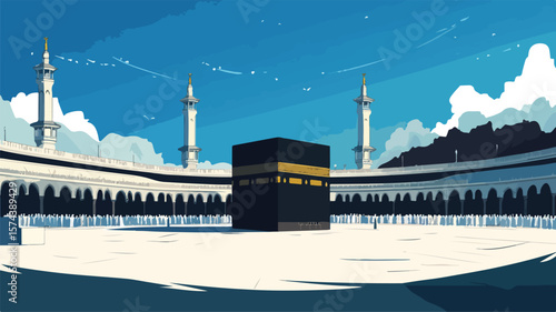Kaaba Vector Art for Hajj Mabroor in Mecca Saudi Arab
