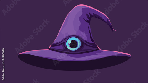 Elegant Purple Witch Hat with Creepy Eye Decoration for Halloween Costume