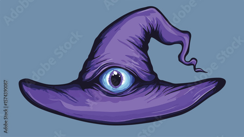 Elegant Purple Witch Hat with Creepy Eye Decoration for Halloween Costume