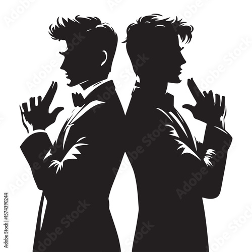 Two friends Secret Agents Silhouette Double Agents in Action friendship day celebration ideas