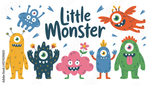 Playful Cartoon Little Monsters Illustration Colorful, Friendly Characters for Children's Books and Creative Projects