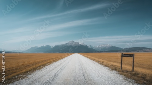 Wallpaper Mural A gravel road leads to mountains under a blue sky with a sign for echo park on the right side Torontodigital.ca