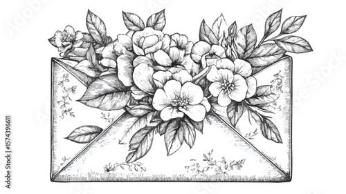 Elegant Vintage Envelope Engraved Illustration