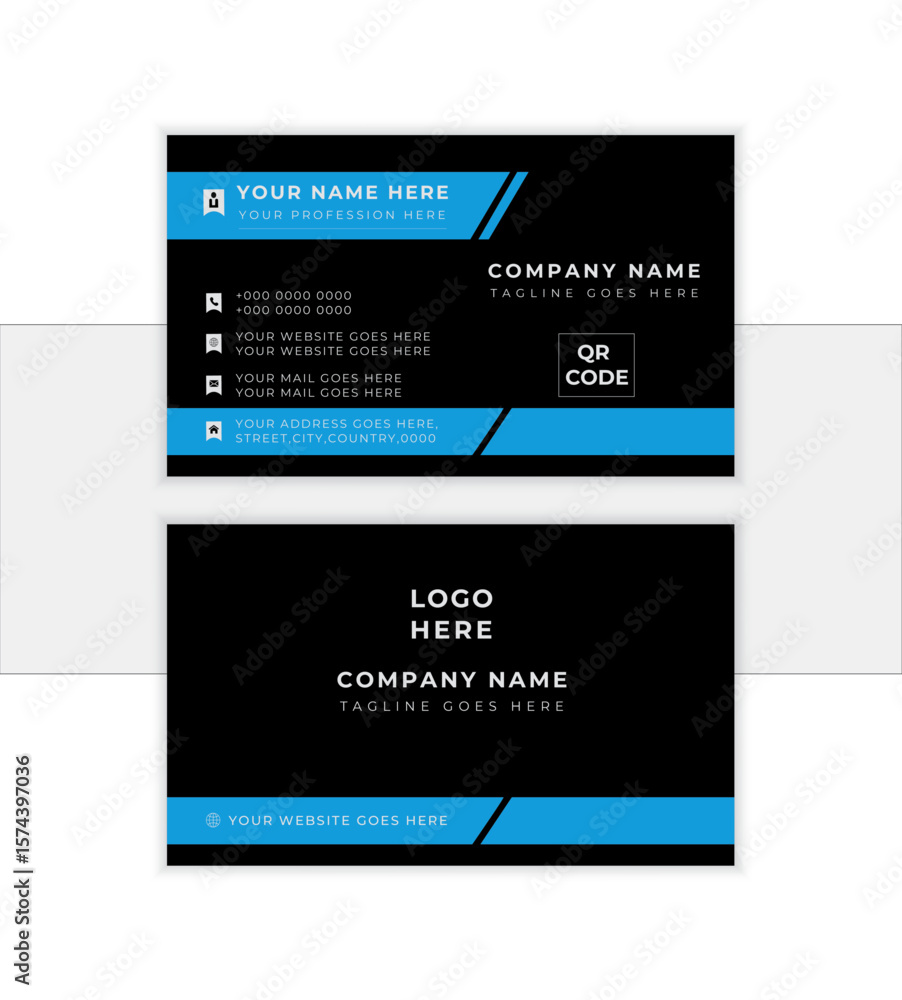 Fototapeta premium Double-sided Corporate Modern and Creative business card template. landscape orientation. Modern shape with abstract color. Luxury background. visiting card. Vector illustration print template. 