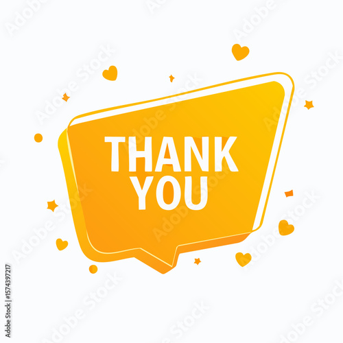 Thank you speech bubble text, banner, card, template design for Thank you slide