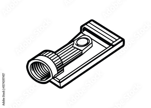 Silhouette of metal paper fastener isolated on a white background