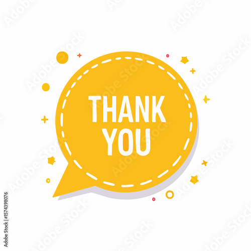 Thank you speech bubble text, banner, card, template design for Thank you slide