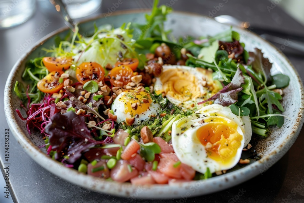 Colorful, nutritious buddha bowl with fresh ingredients, perfect for a healthy and balanced meal Colorful, nutritious buddha bowl with fresh ingredients, perfect for a healthy and balanced meal